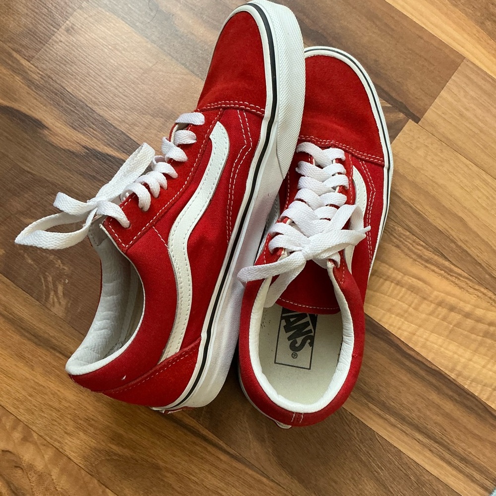 Vans Bold Red and White Lace-Up Shoes - Picture 3 of 6